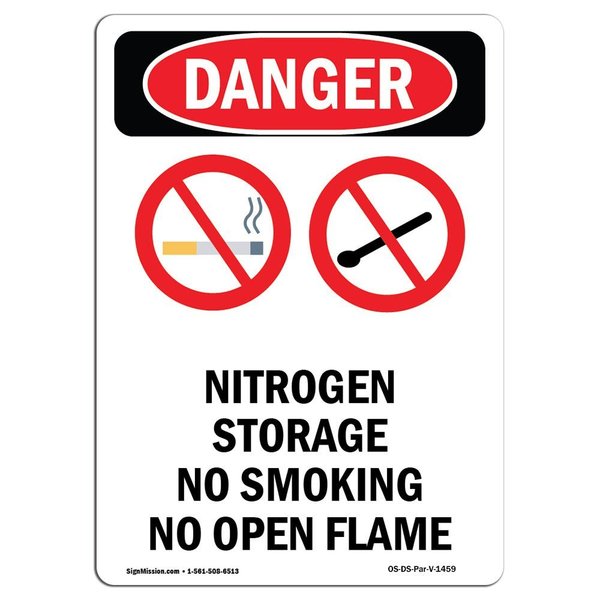 Signmission OSHA Danger Sign, Nitrogen Storage No, 7in X 5in Decal, 5" W, 7" L, Portrait, Nitrogen Storage No OS-DS-D-57-V-1459